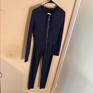 SHEIN Blue Form-Fitting Jumpsuit with Long Sleeves